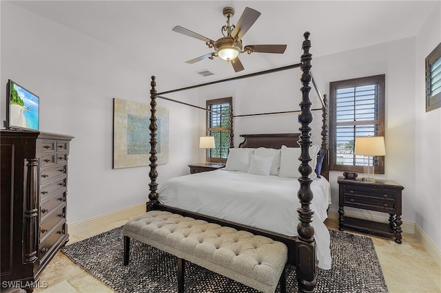 bedroom featuring ceiling fan