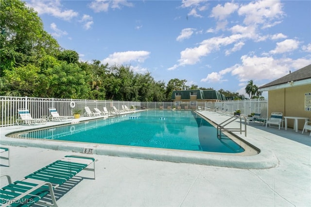 view of swimming pool with a patio