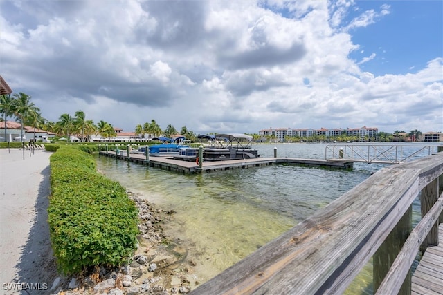 dock area featuring a water view