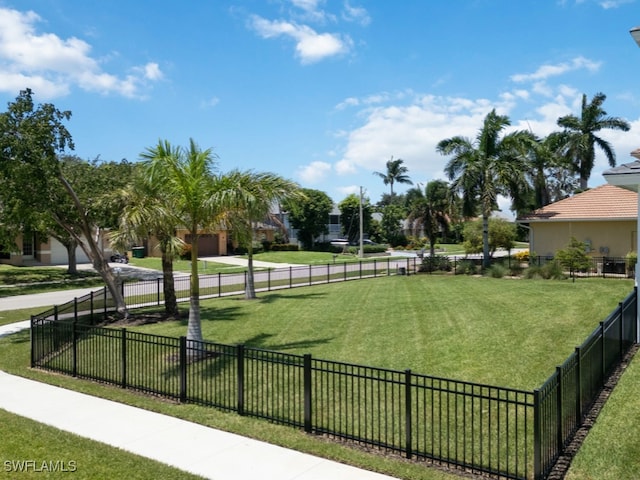 view of home's community with a yard