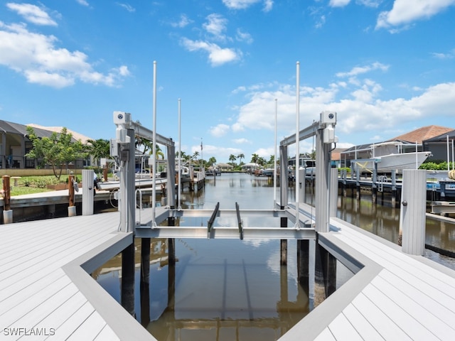 dock area with a water view