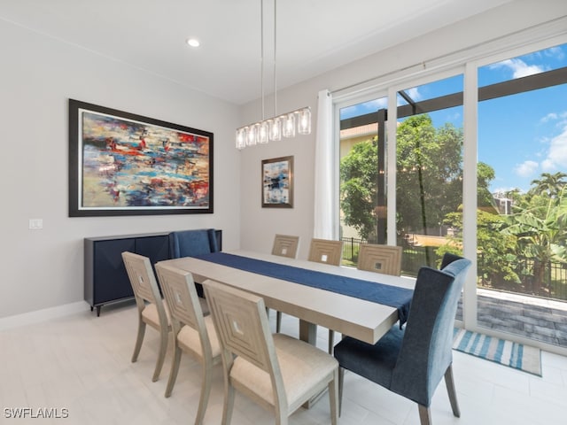 view of tiled dining room