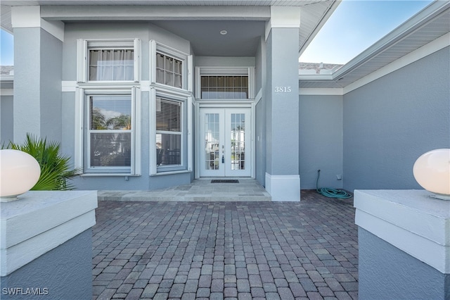 property entrance with french doors