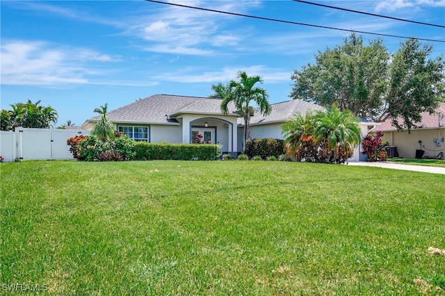 ranch-style house with a front yard