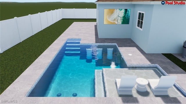 view of swimming pool with a patio area