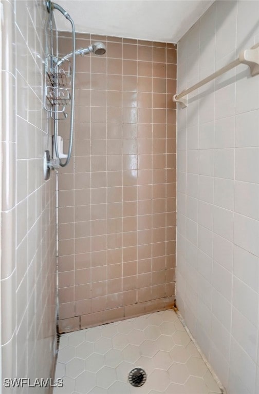 bathroom featuring a tile shower