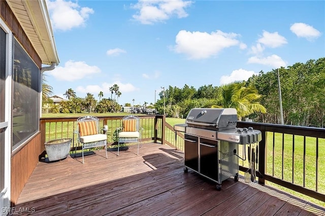 deck featuring grilling area