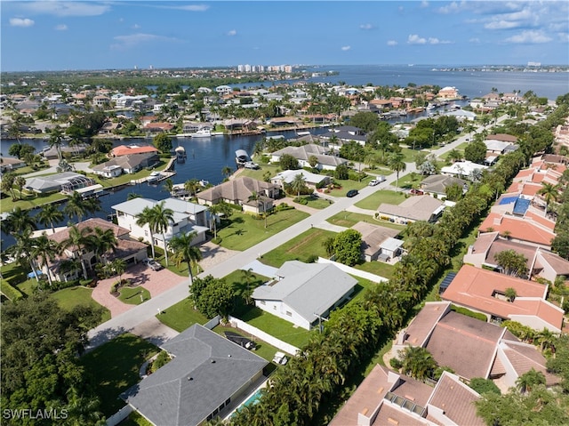 bird's eye view featuring a water view