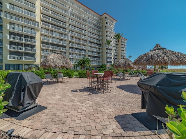 view of property's community featuring a gazebo and a patio area