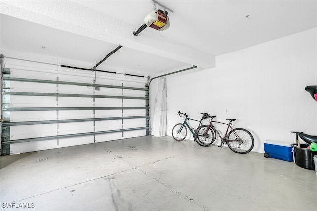 garage with a garage door opener