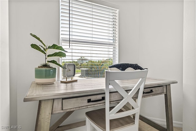 view of tiled home office