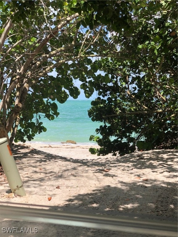 view of water feature featuring a beach view