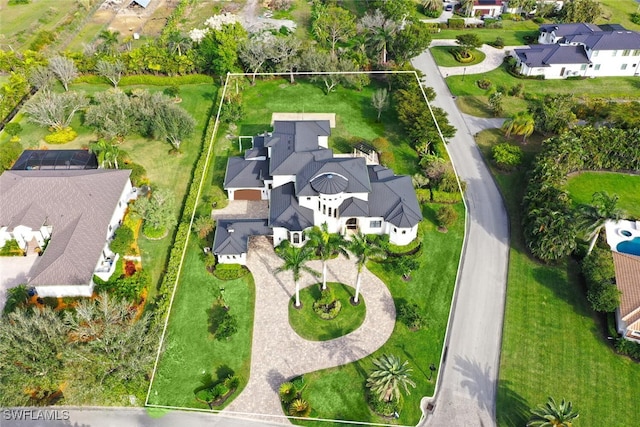 aerial view with a residential view