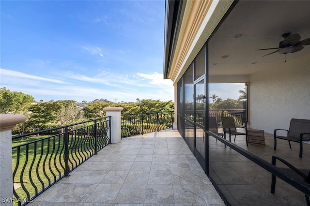 balcony with ceiling fan