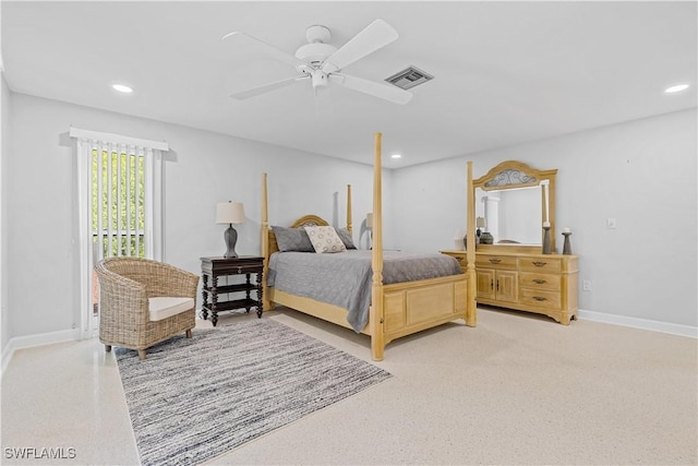 bedroom featuring ceiling fan