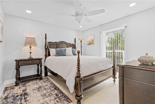 bedroom featuring ceiling fan