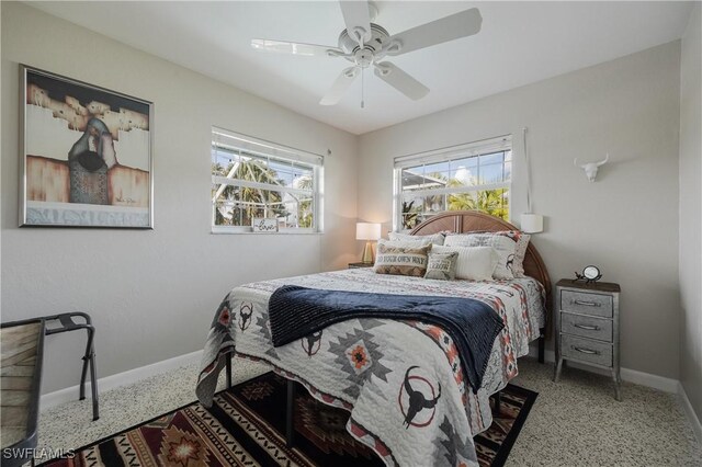 bedroom featuring ceiling fan