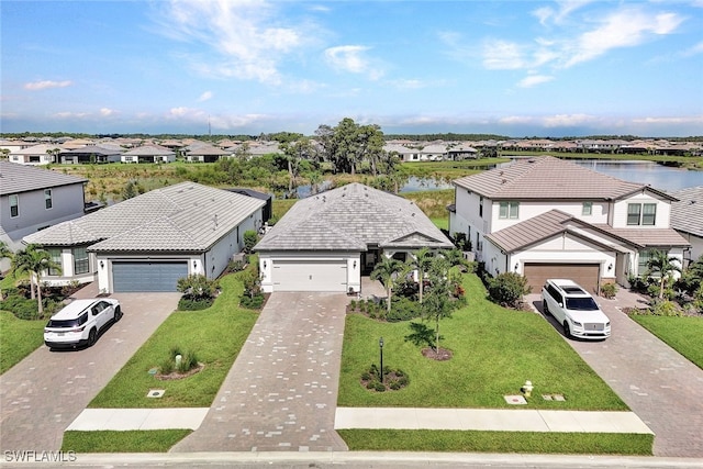 birds eye view of property with a residential view