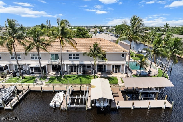 exterior space featuring a water view