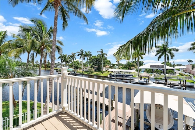 balcony with a water view