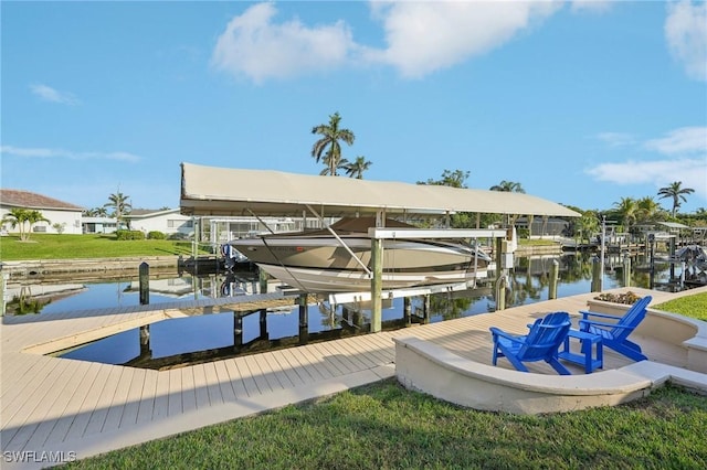 dock area featuring a water view