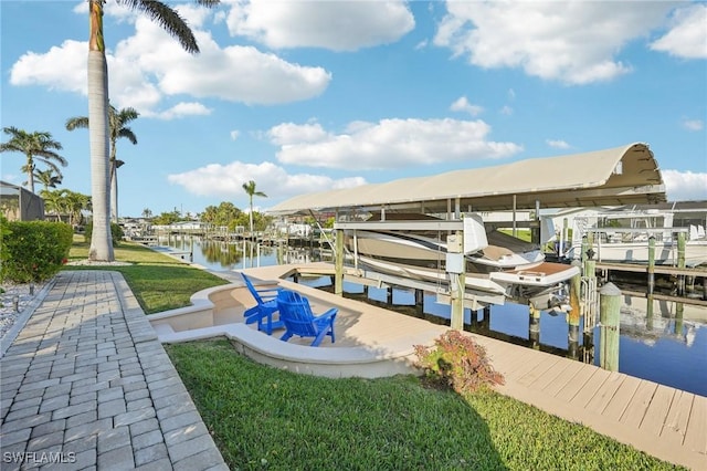 view of dock featuring a water view