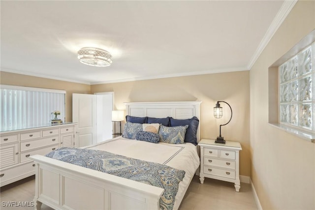 bedroom with ornamental molding