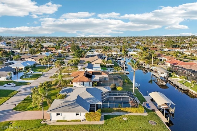 bird's eye view featuring a water view