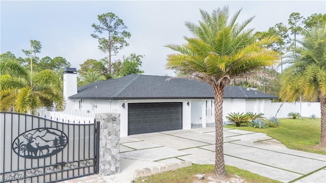 view of front of property with a garage