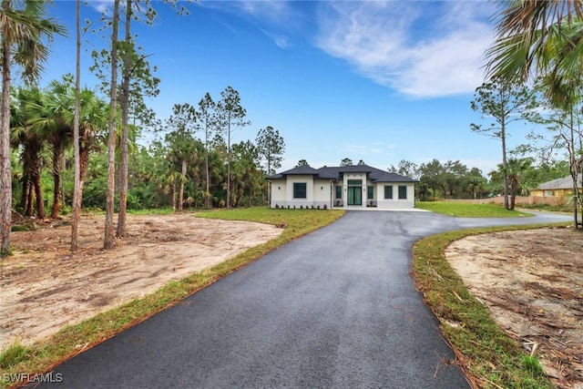 ranch-style home featuring a front yard