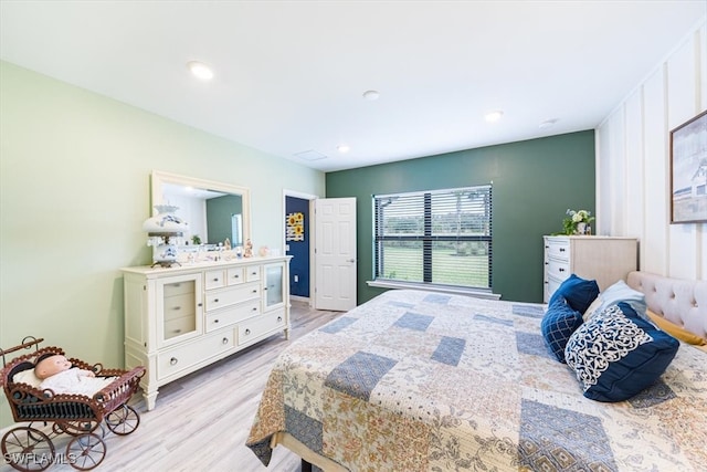 bedroom featuring light wood-type flooring