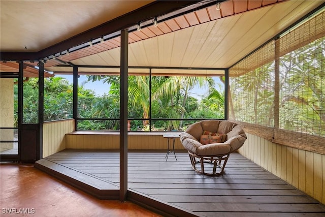 view of unfurnished sunroom