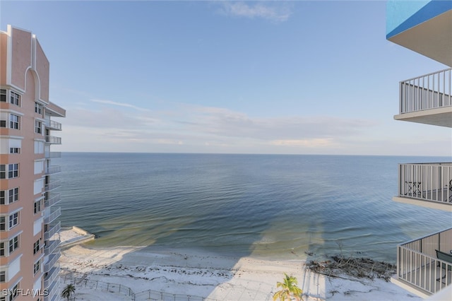 property view of water featuring a view of the beach