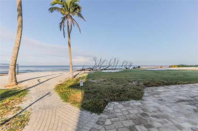 property view of water featuring a view of the beach