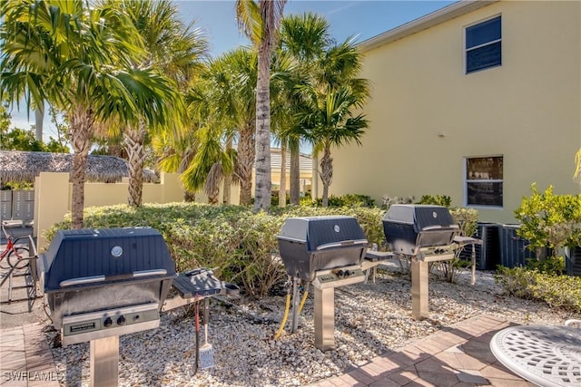 view of patio featuring area for grilling and mail boxes