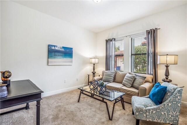 living room with carpet flooring