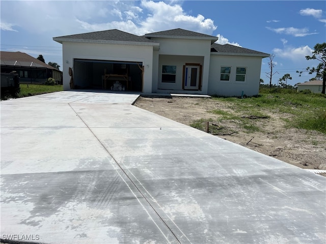 prairie-style house with a garage