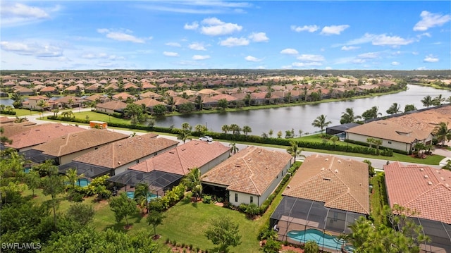 bird's eye view featuring a water view