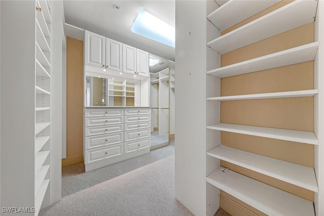 walk in closet with carpet