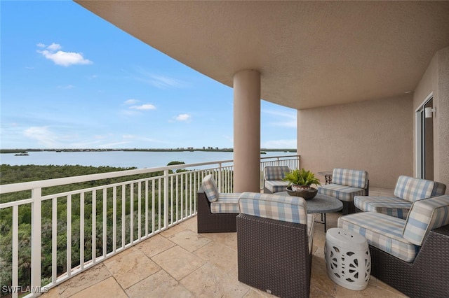 balcony with a water view