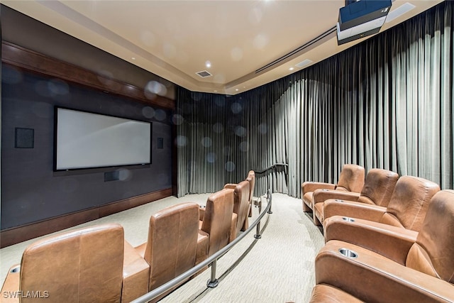 home theater room featuring carpet and visible vents