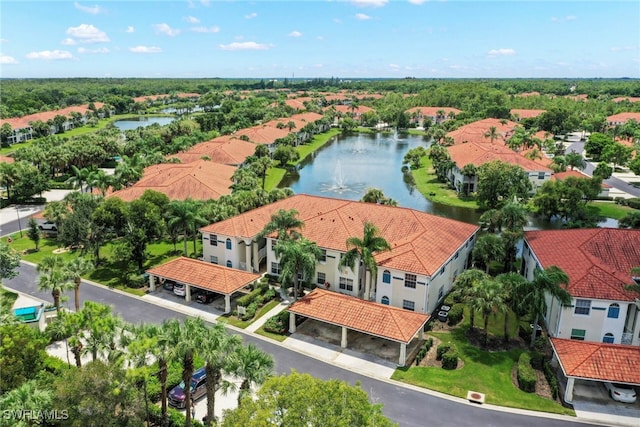 bird's eye view featuring a water view