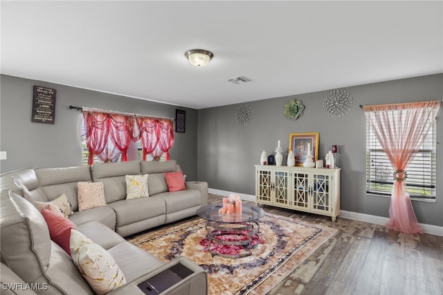 living room featuring hardwood / wood-style flooring