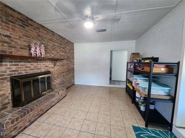 interior space featuring ceiling fan