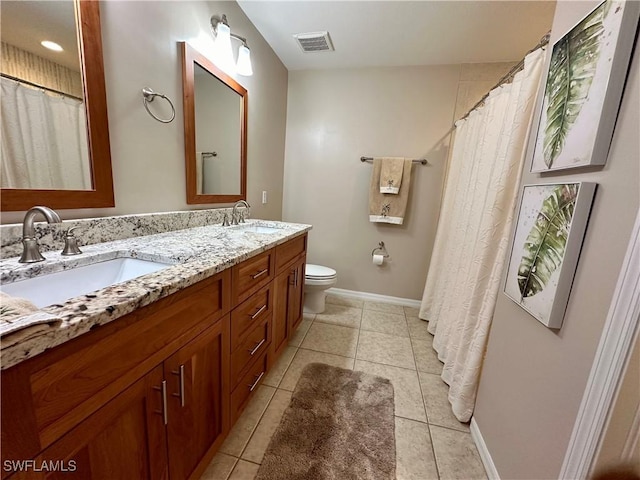 bathroom with tile patterned flooring, a sink, and visible vents