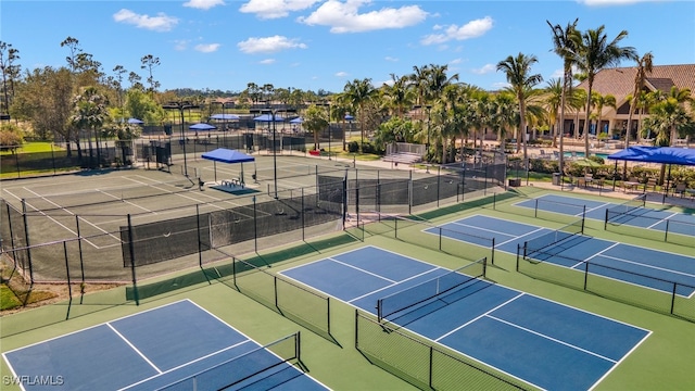 view of tennis court with basketball court