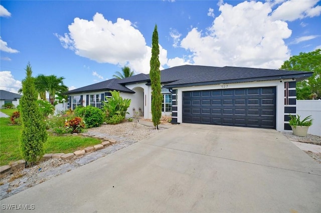 single story home featuring a garage