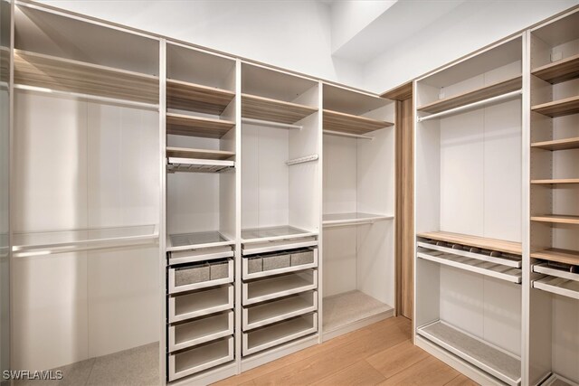 spacious closet with light hardwood / wood-style floors