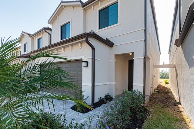 exterior space featuring a garage