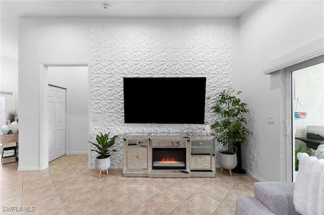 view of tiled living room